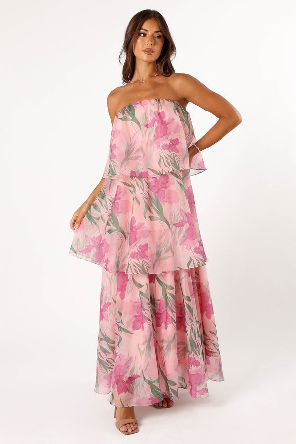 Bloom Strapless Maxi Dress - Pink Floral - Petal & Pup USA