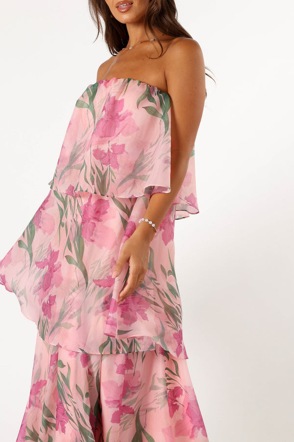 Petal and Pup USA DRESSES Bloom Strapless Maxi Dress - Pink Floral