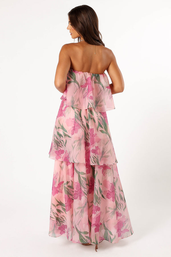 Petal and Pup USA DRESSES Bloom Strapless Maxi Dress - Pink Floral