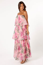 Bloom Strapless Maxi Dress - Pink Floral - Petal & Pup USA