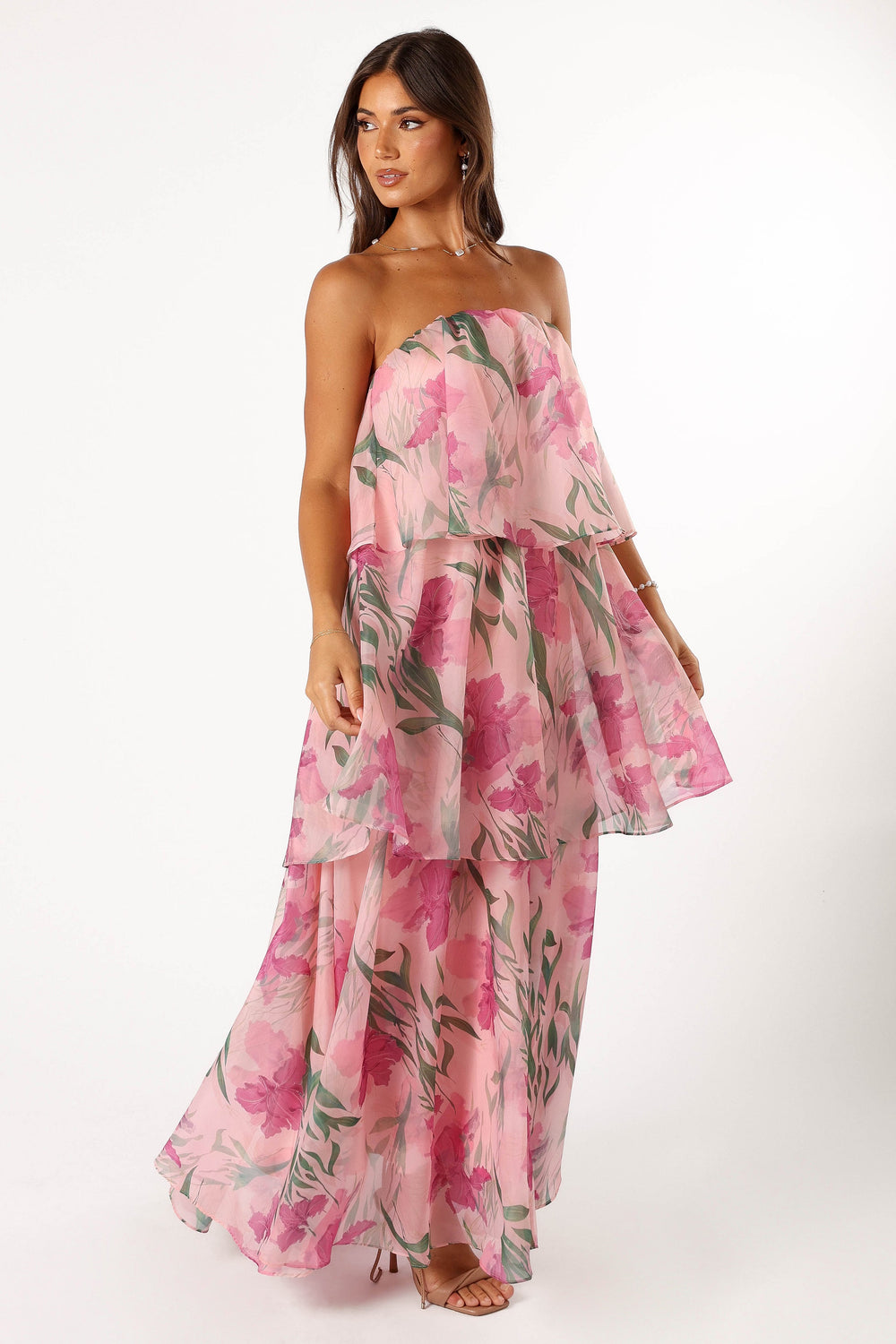 Petal and Pup USA DRESSES Bloom Strapless Maxi Dress - Pink Floral