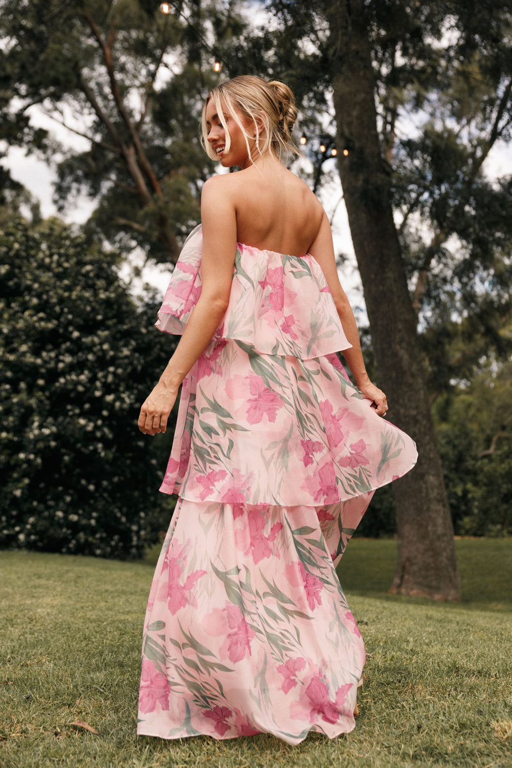 Bloom Strapless Maxi Dress - Pink Floral - Petal & Pup USA
