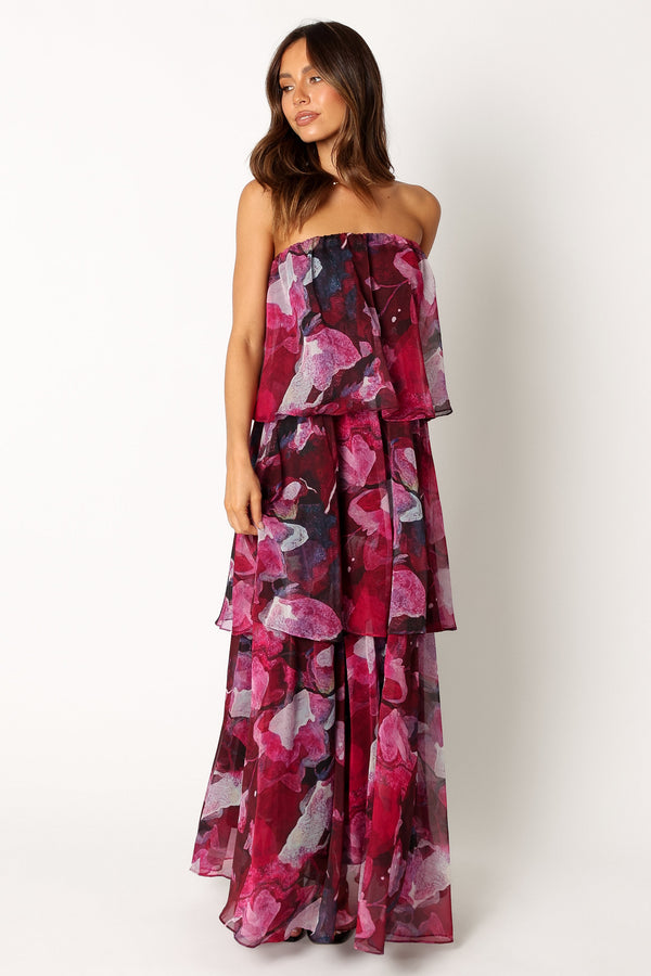 Petal and Pup USA DRESSES Bloom Strapless Maxi Dress - Purple Floral