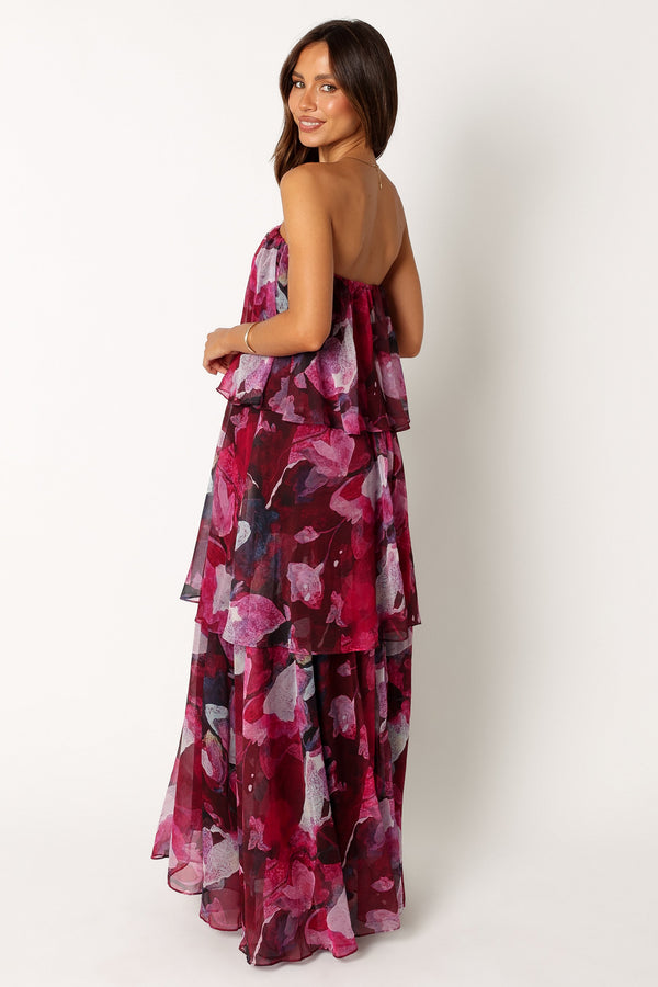 Petal and Pup USA DRESSES Bloom Strapless Maxi Dress - Purple Floral