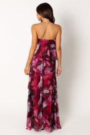 Petal and Pup USA DRESSES Bloom Strapless Maxi Dress - Purple Floral