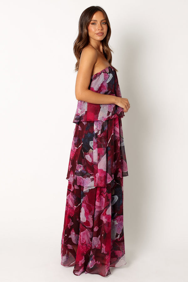 Petal and Pup USA DRESSES Bloom Strapless Maxi Dress - Purple Floral