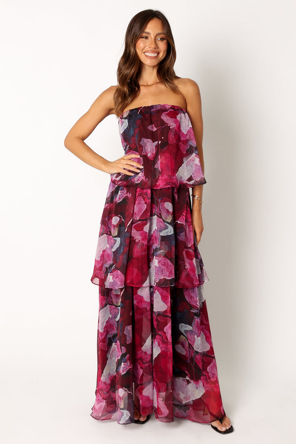 Petal and Pup USA DRESSES Bloom Strapless Maxi Dress - Purple Floral