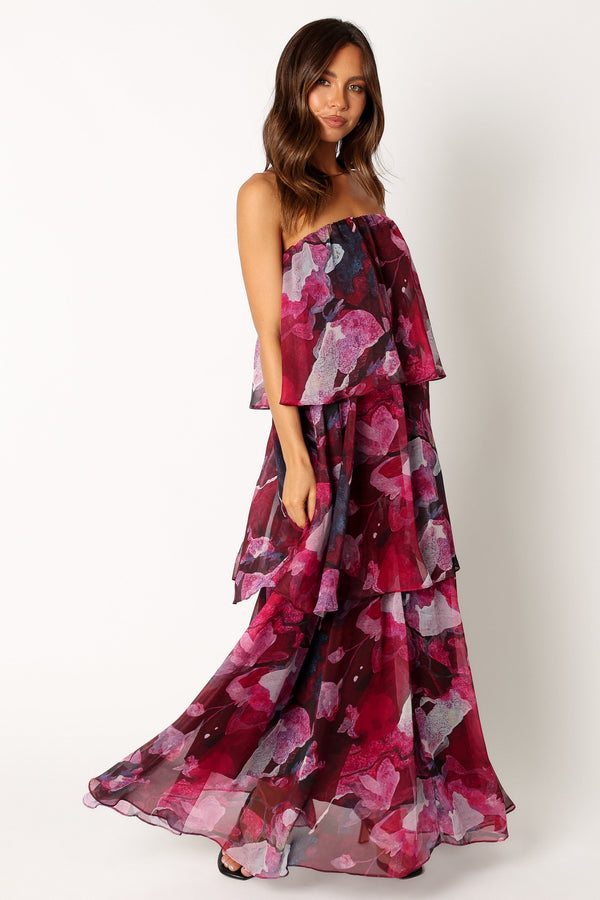 Petal and Pup USA DRESSES Bloom Strapless Maxi Dress - Purple Floral