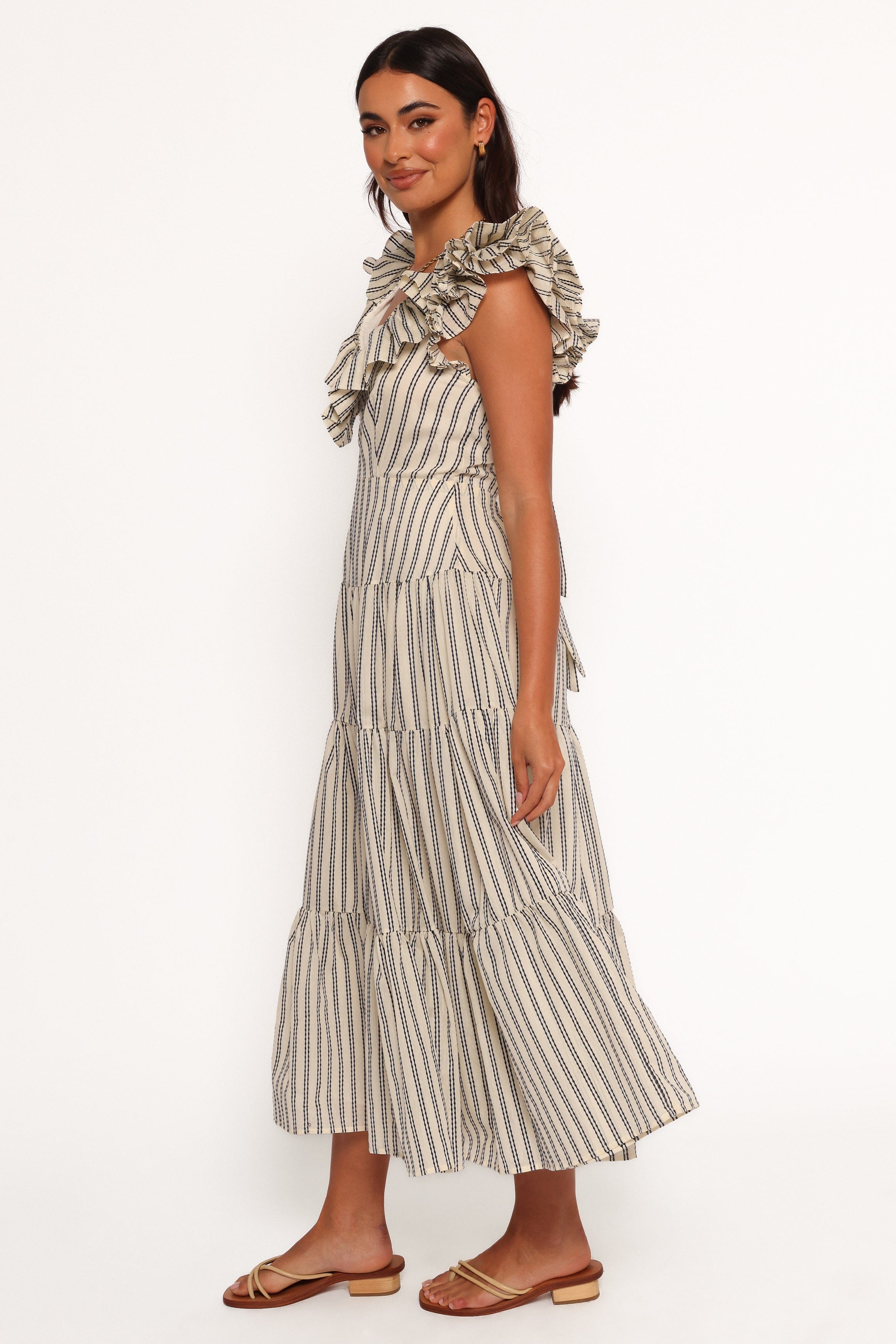 Petal and Pup USA DRESSES Bobbie Midi Dress - Neutral Stripe