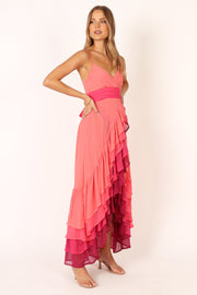 Petal and Pup USA DRESSES BomBon Tiered Maxi Dress - Coral Hot Pink