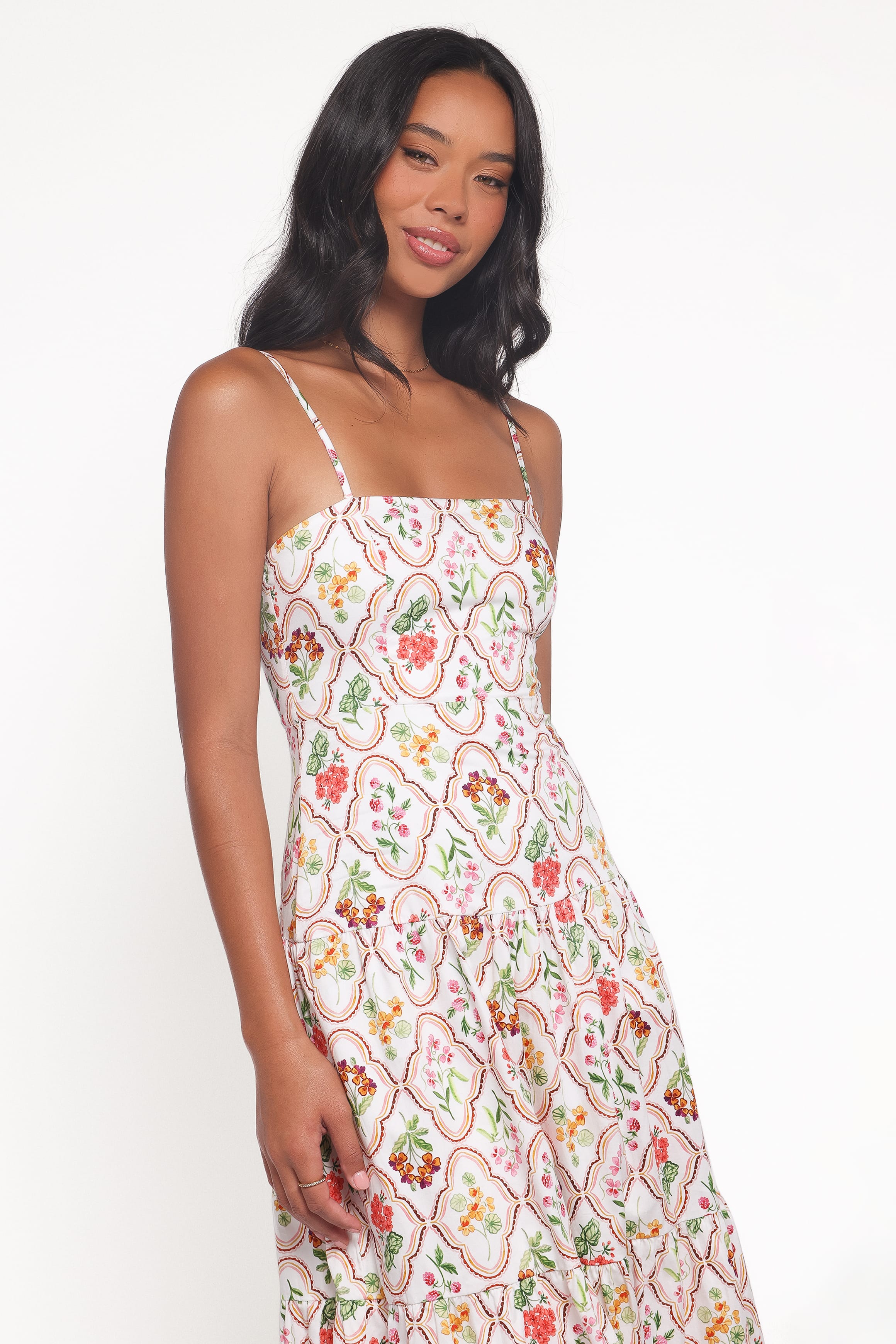 Petal and Pup USA DRESSES Botanique Midi Dress - Coral Wildflower
