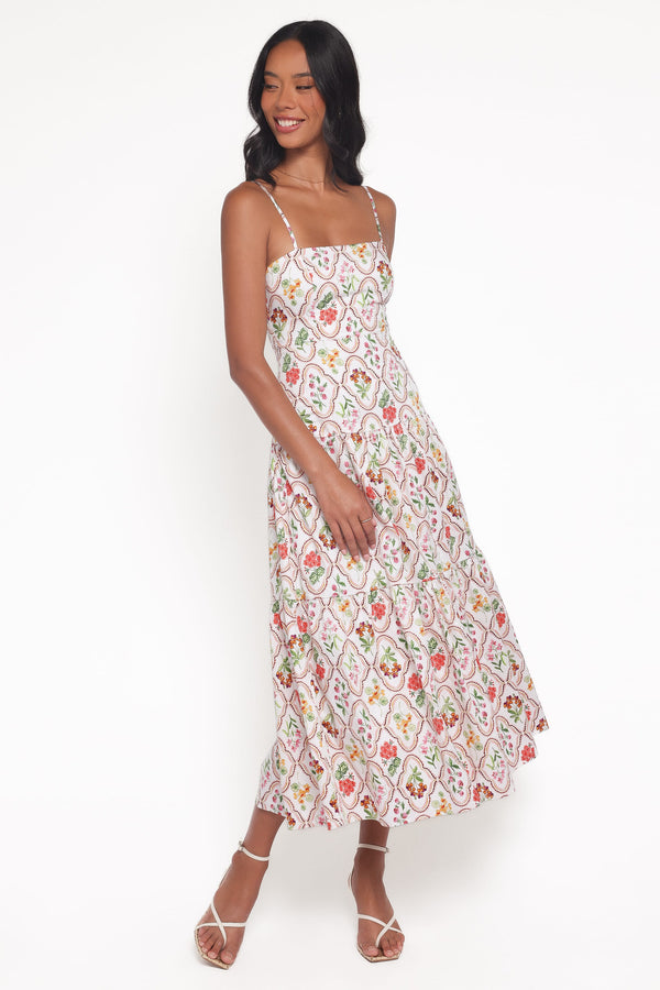 Petal and Pup USA DRESSES Botanique Midi Dress - Coral Wildflower