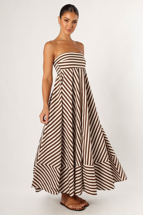 Petal and Pup USA DRESSES Bowie Strapless Maxi Dress - Chocolate