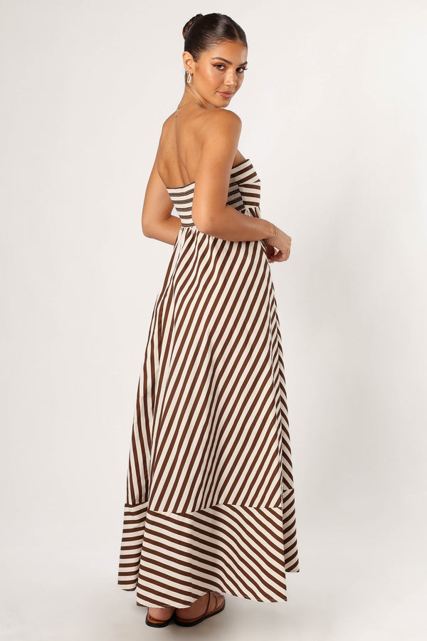 Petal and Pup USA DRESSES Bowie Strapless Maxi Dress - Chocolate