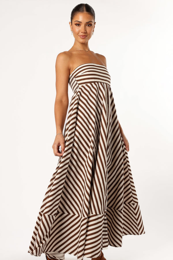 Petal and Pup USA DRESSES Bowie Strapless Maxi Dress - Chocolate