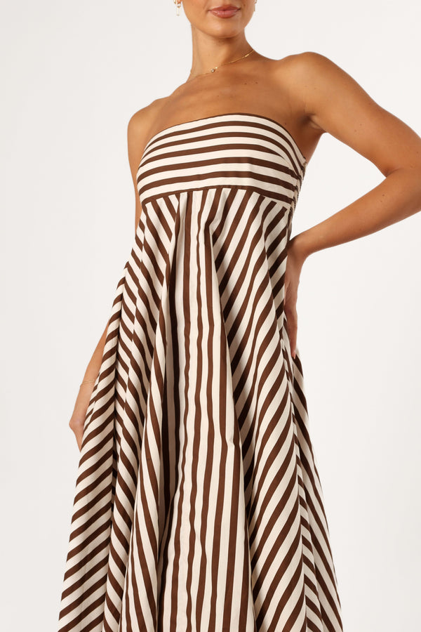 Petal and Pup USA DRESSES Bowie Strapless Maxi Dress - Chocolate