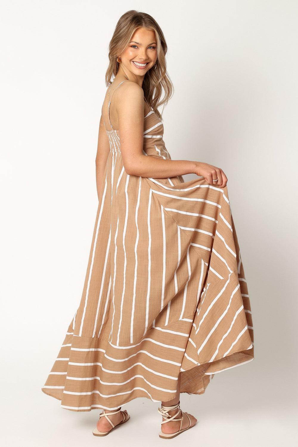 Petal and Pup USA DRESSES Brea Maxi Dress - Tan Stripe