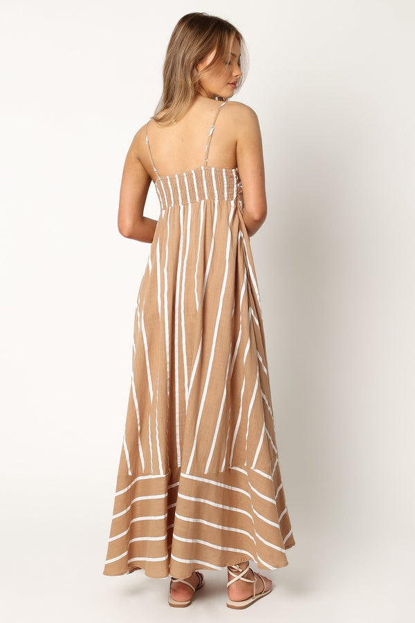 Petal and Pup USA DRESSES Brea Maxi Dress - Tan Stripe