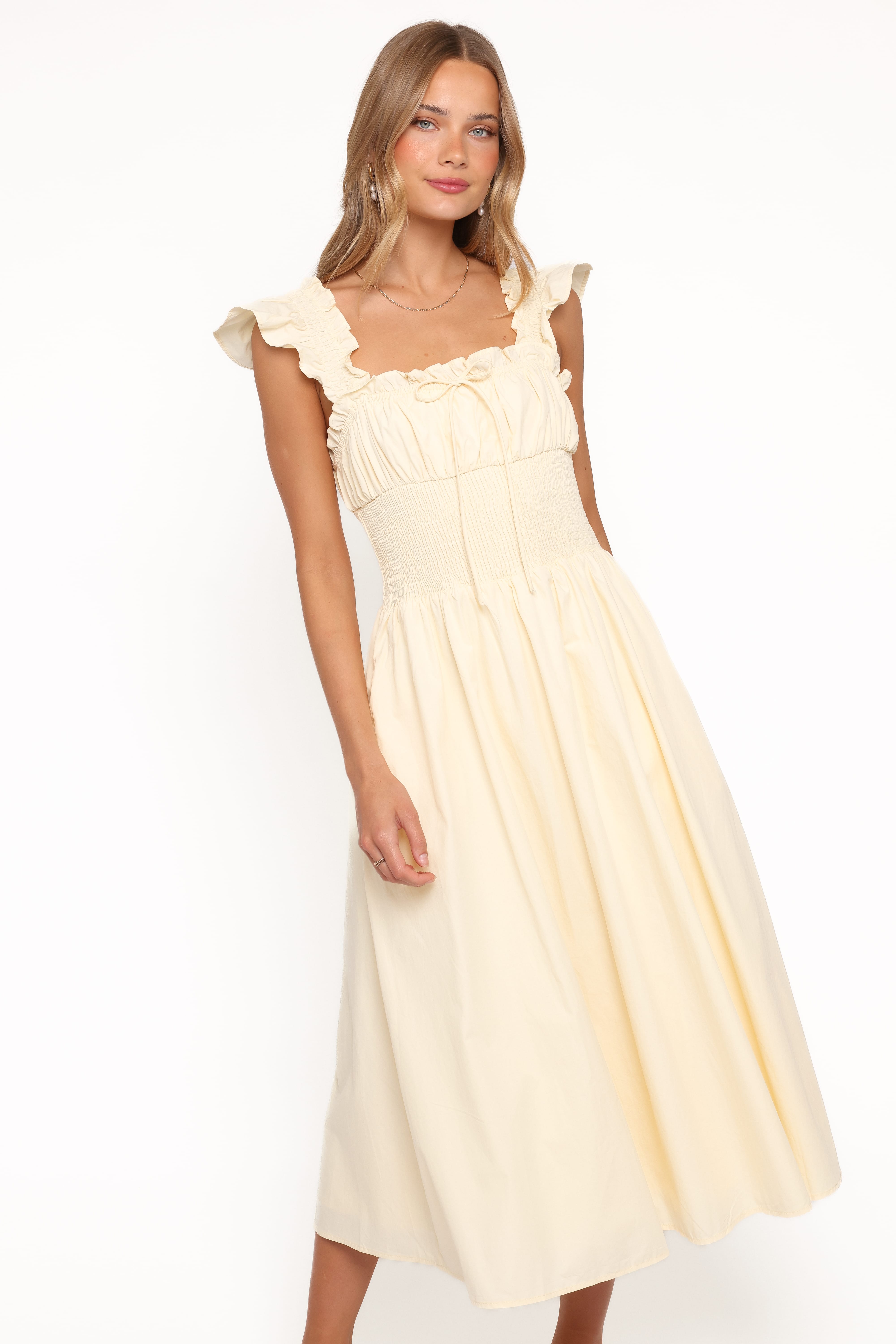 Petal and Pup USA DRESSES Bronte Midi Dress - Butter Yellow