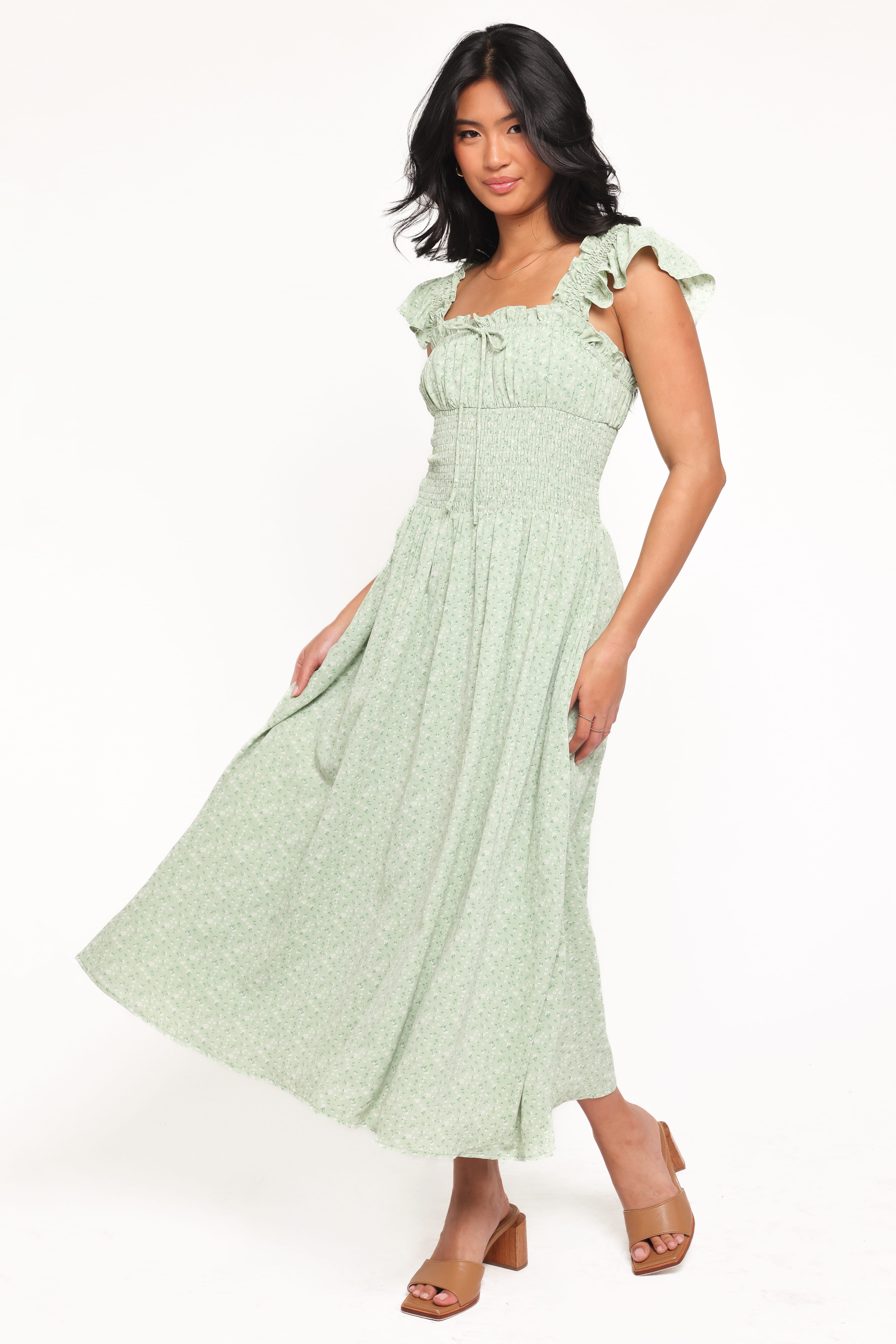 Petal and Pup USA DRESSES Bronte Midi Dress - Green Floral