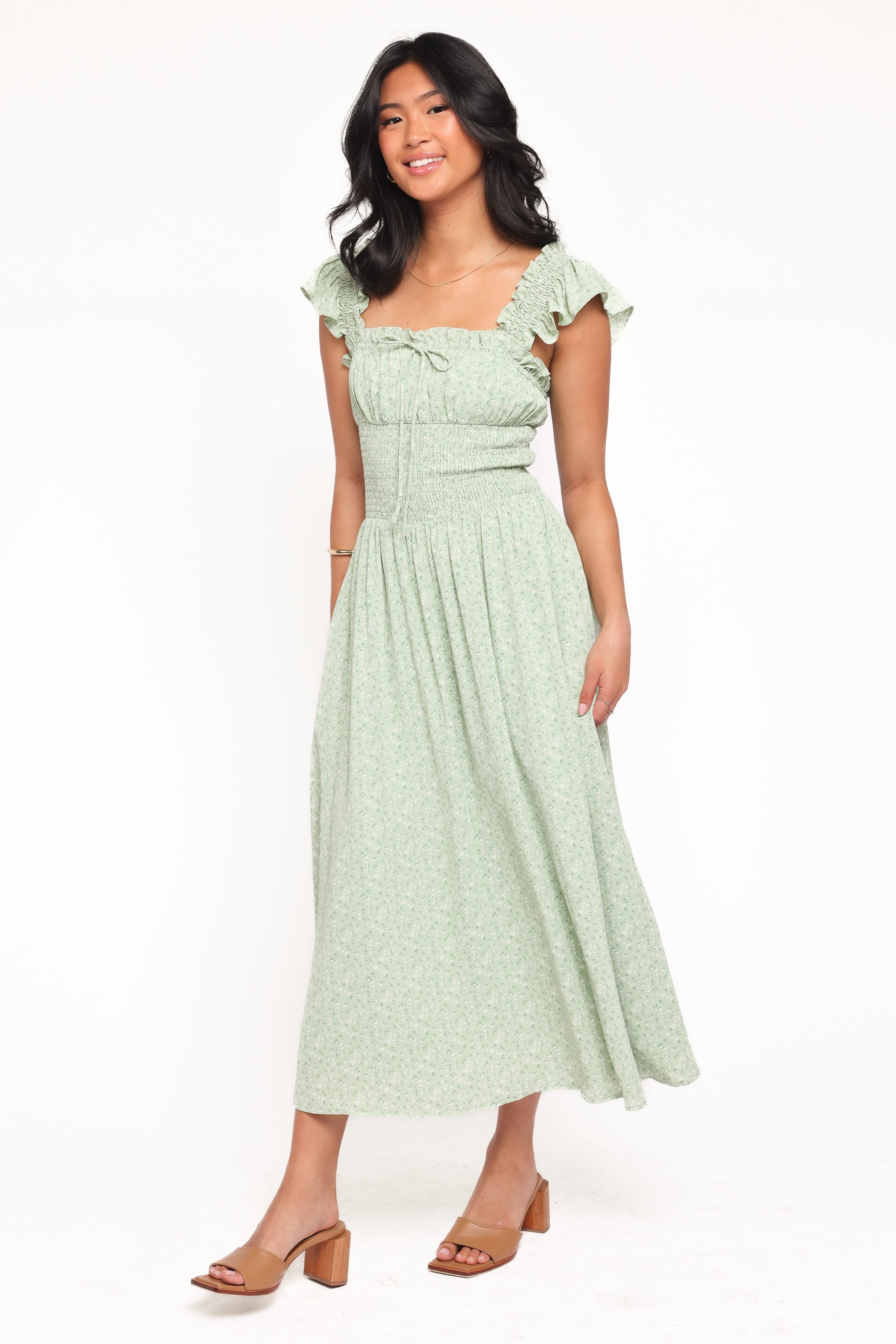 Petal and Pup USA DRESSES Bronte Midi Dress - Green Floral