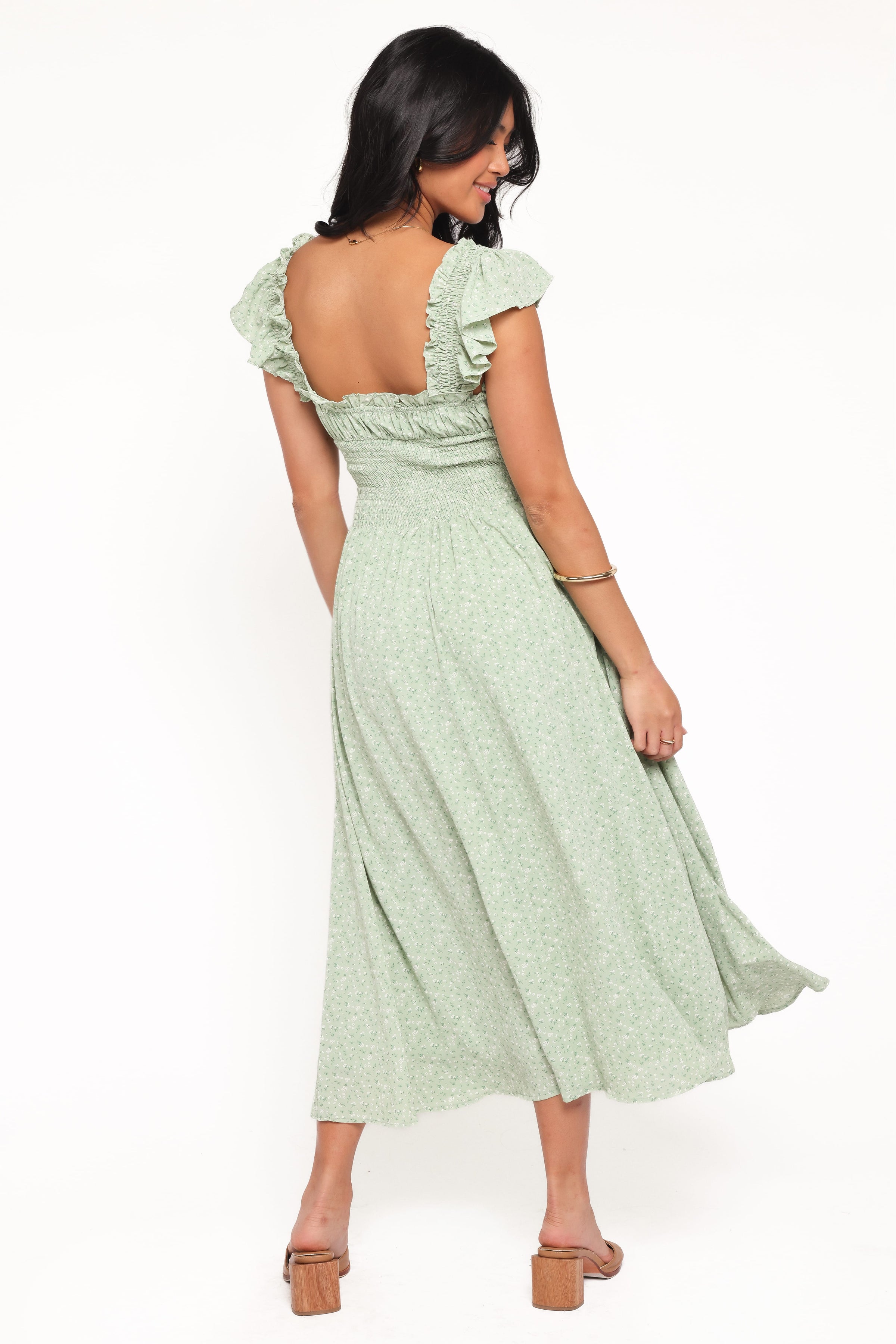 Petal and Pup USA DRESSES Bronte Midi Dress - Green Floral