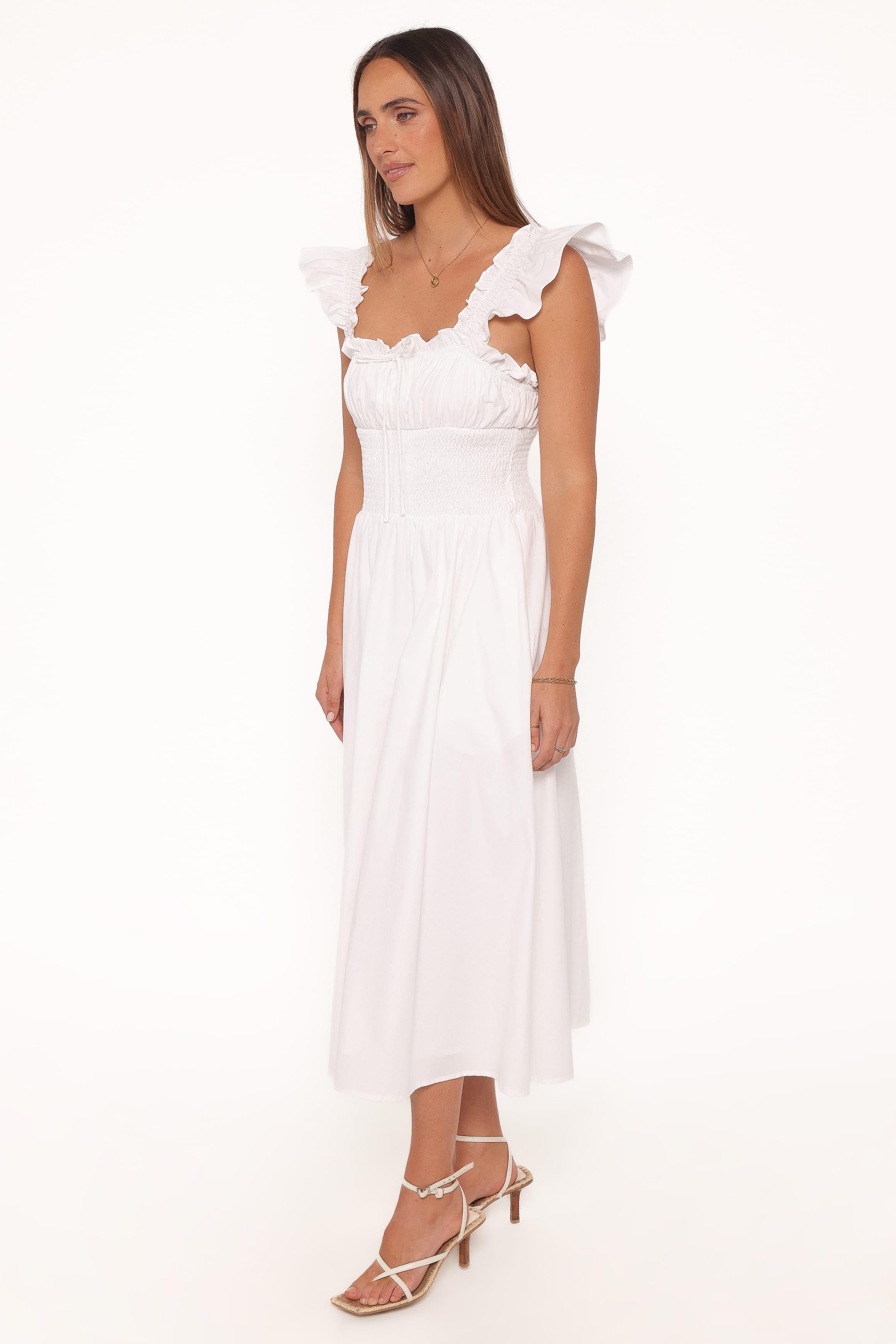 Petal and Pup USA DRESSES Bronte Midi Dress - White