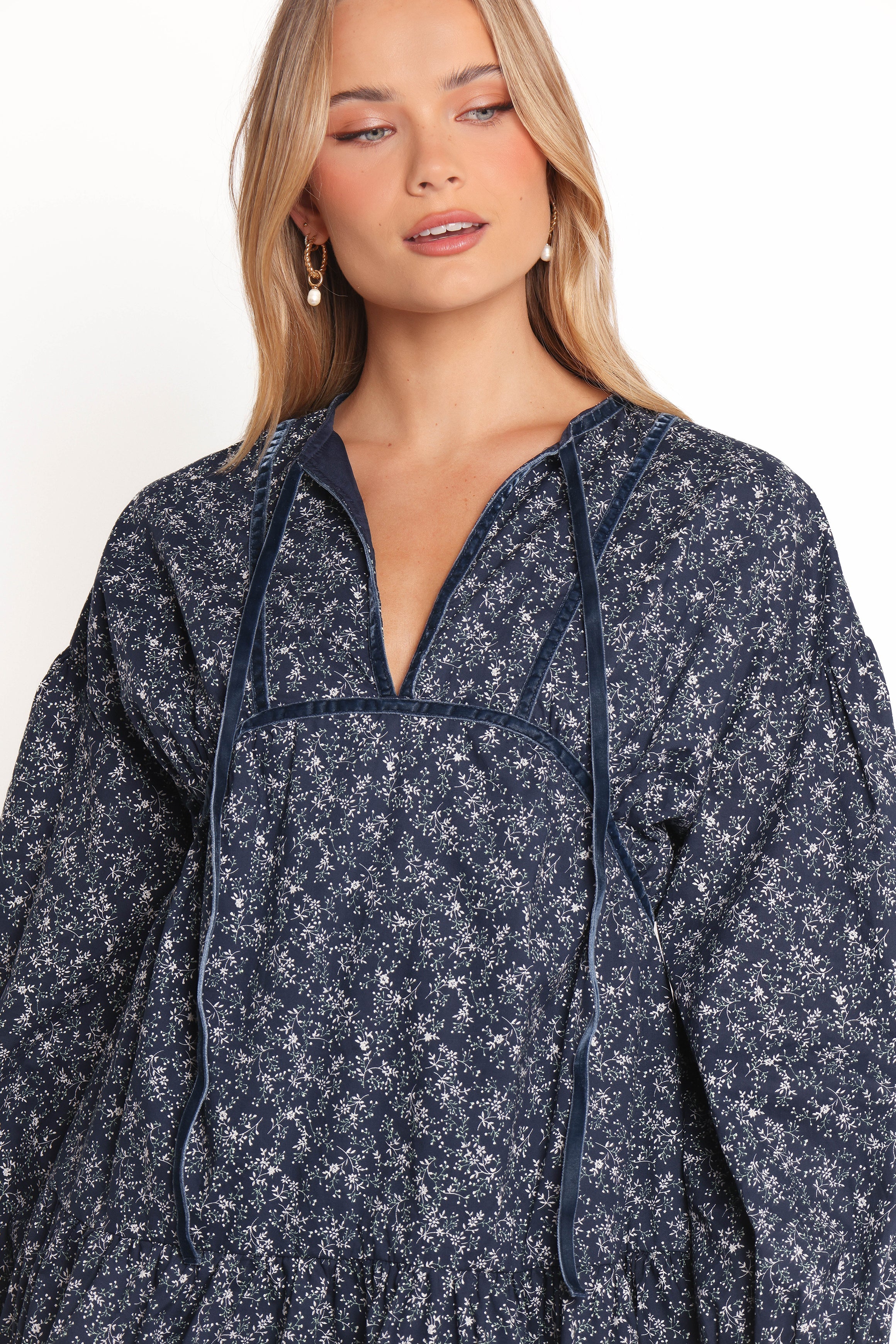 Petal and Pup USA DRESSES Brooklyn Mini Dress - Blue Floral