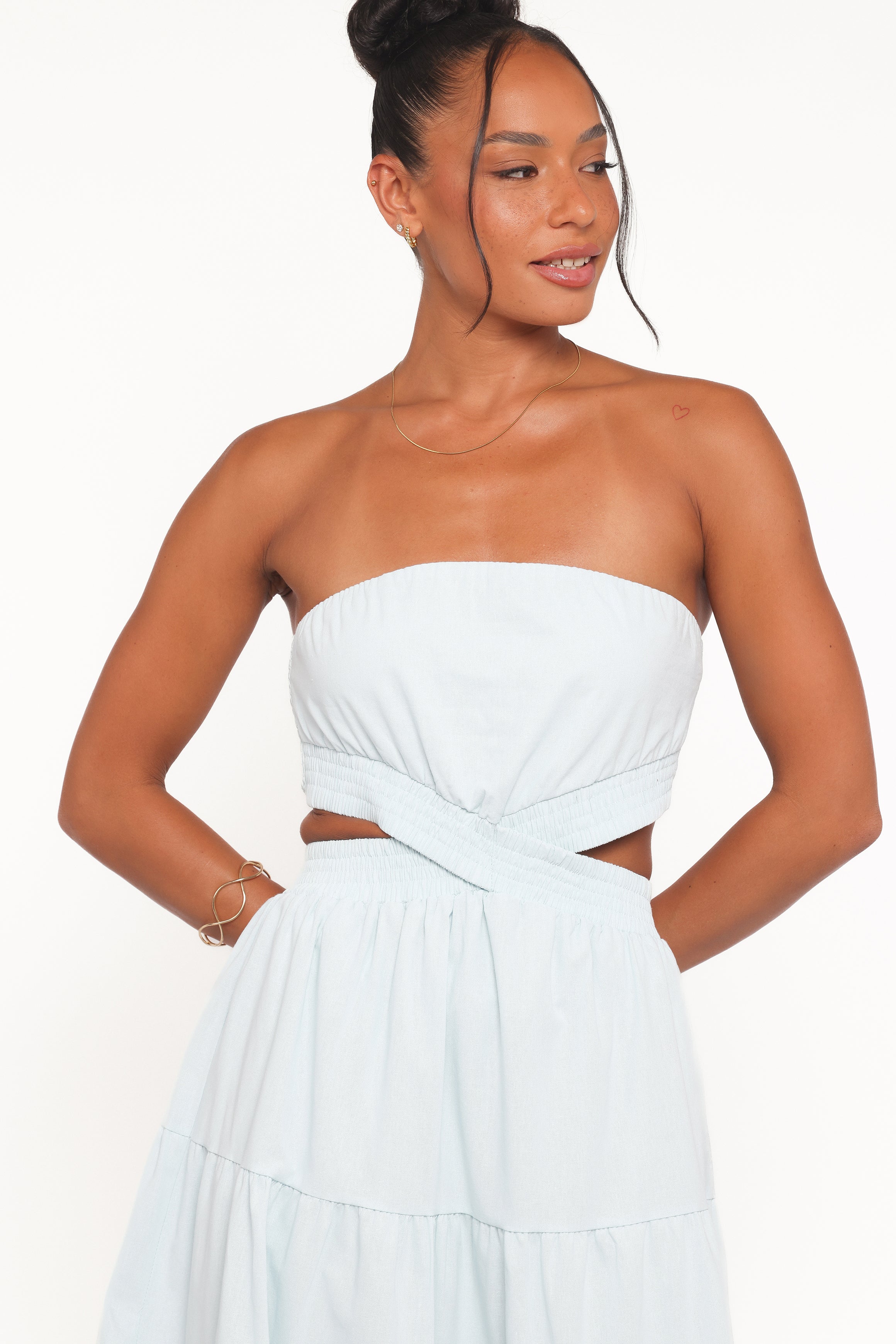 Petal and Pup USA DRESSES Cadence Strapless Maxi Dress - Blue