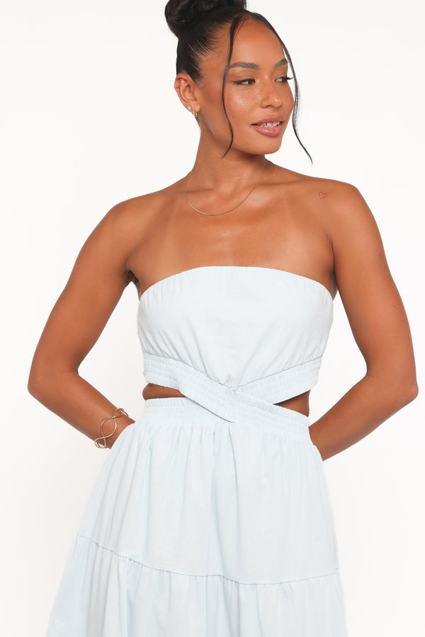 Petal and Pup USA DRESSES Cadence Strapless Maxi Dress - Blue
