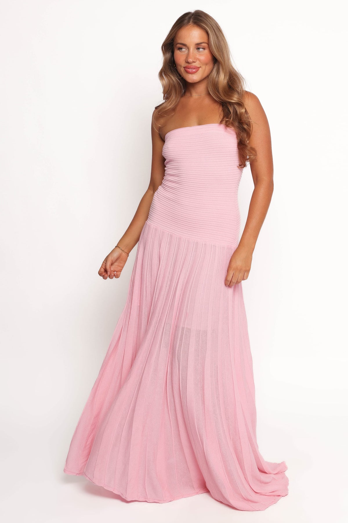 bandeau maxi dress pink Petal and Pup Women's Cadenza Strapless Maxi Dress
