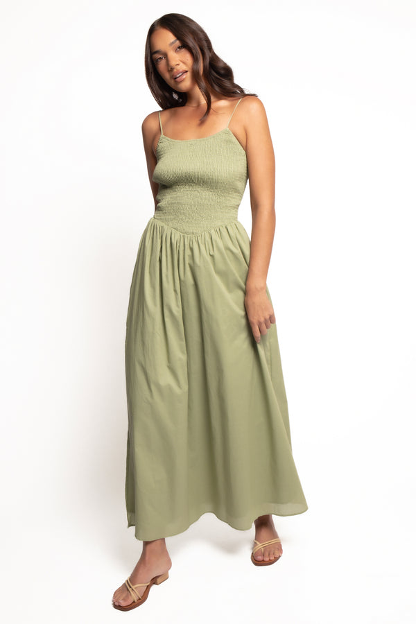 Linsey Strapless Midi Dress - Olive Green