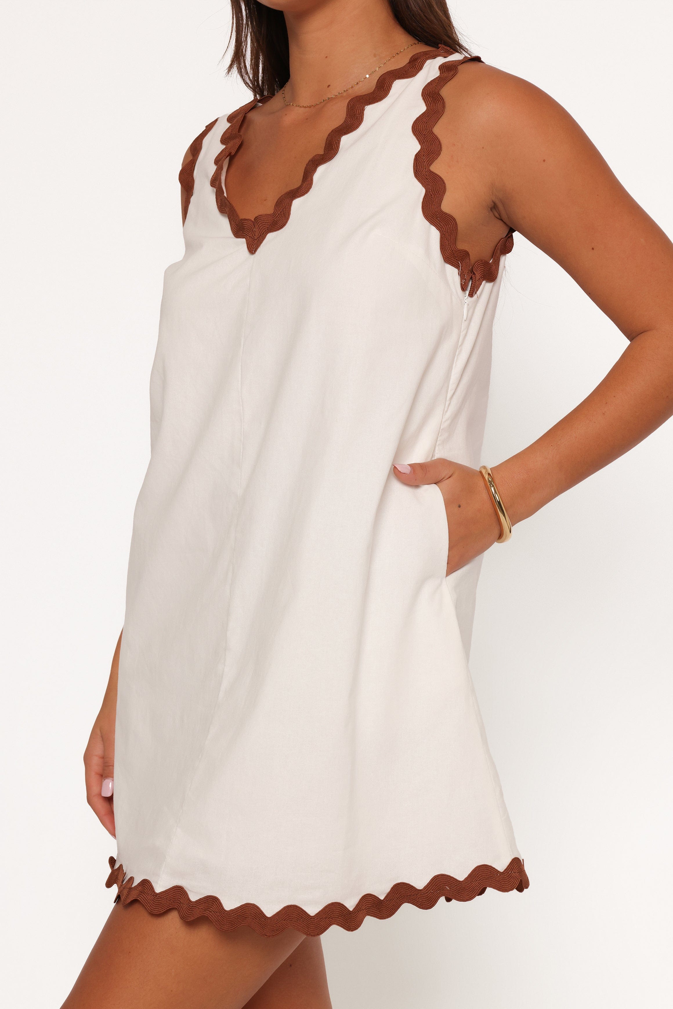 Petal and Pup USA DRESSES Calliope Mini Dress - White Tan (Hold for Rack)