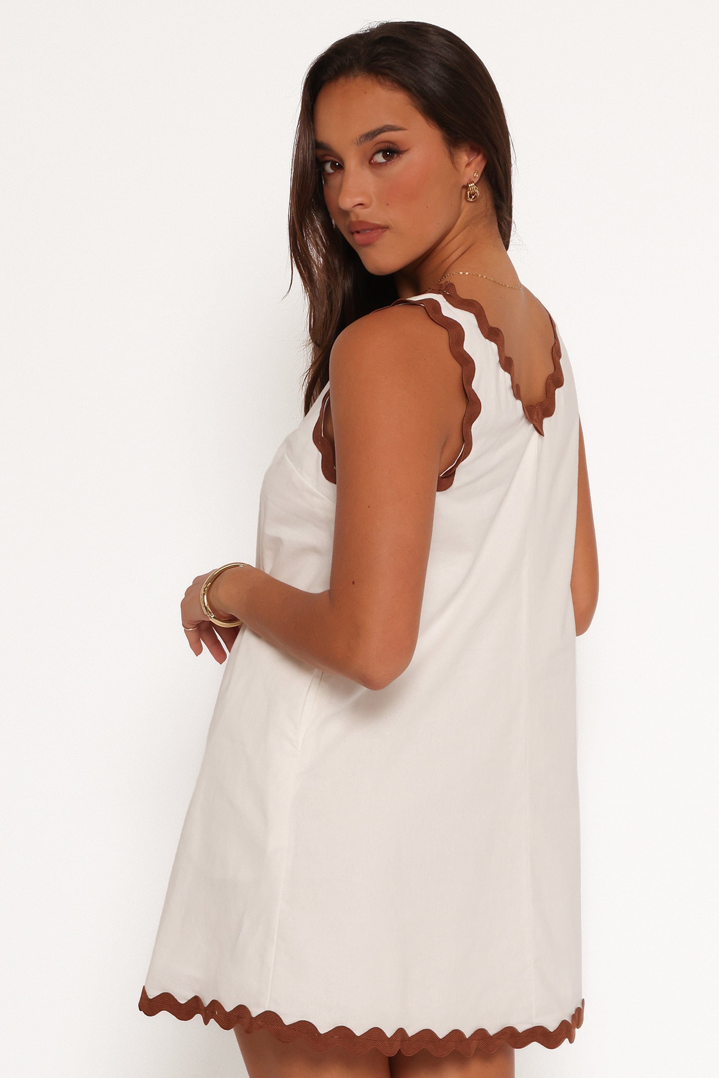 Petal and Pup USA DRESSES Calliope Mini Dress - White Tan (Hold for Rack)