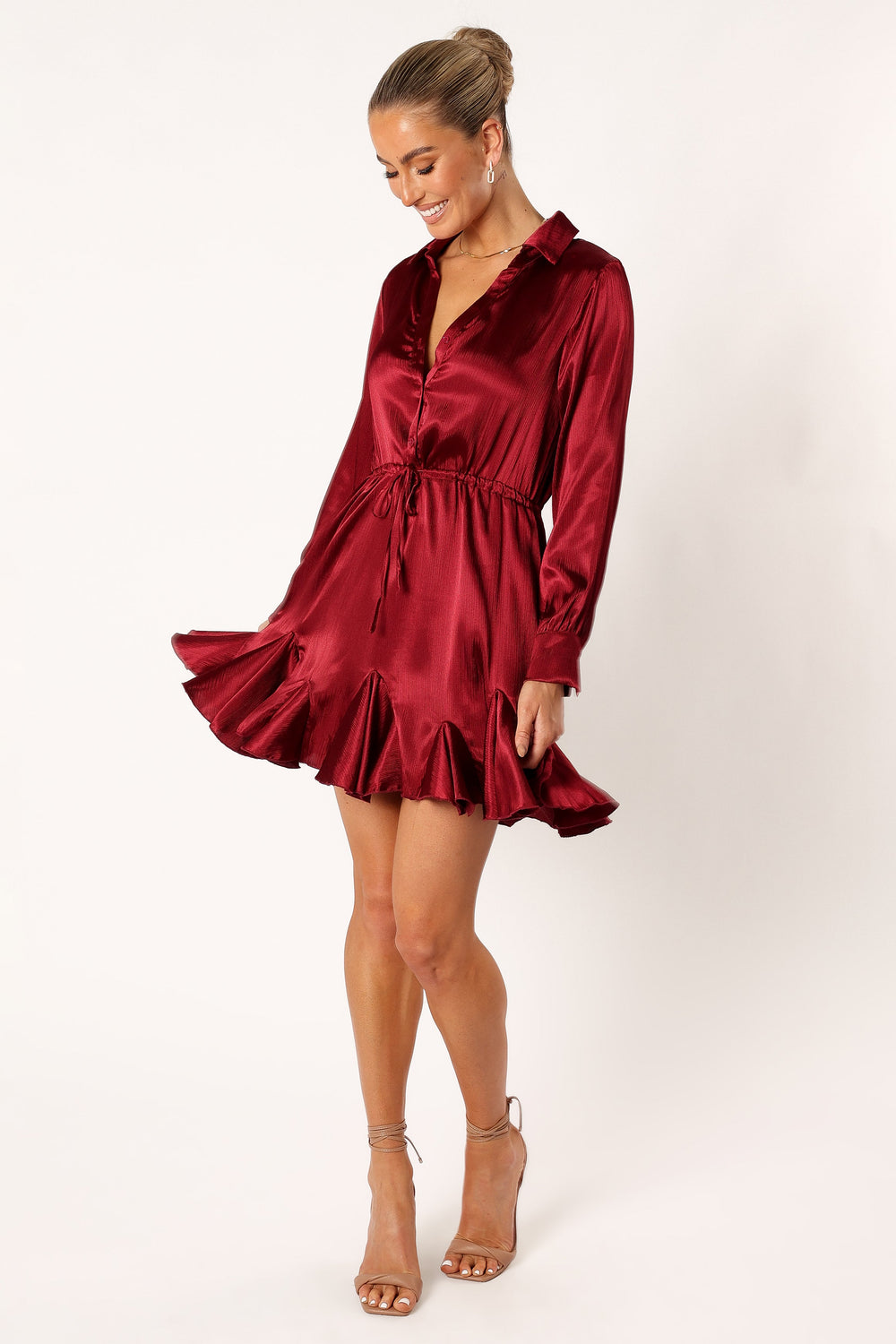 Petal and Pup USA DRESSES Callum Long Sleeve Mini Dress - Burgundy
