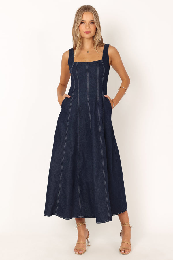 Petal and Pup USA DRESSES Callum Midi Dress - Dark Denim