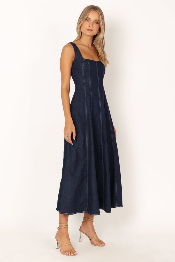 Petal and Pup USA DRESSES Callum Midi Dress - Dark Denim