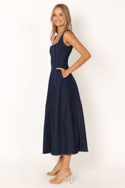 Petal and Pup USA DRESSES Callum Midi Dress - Dark Denim