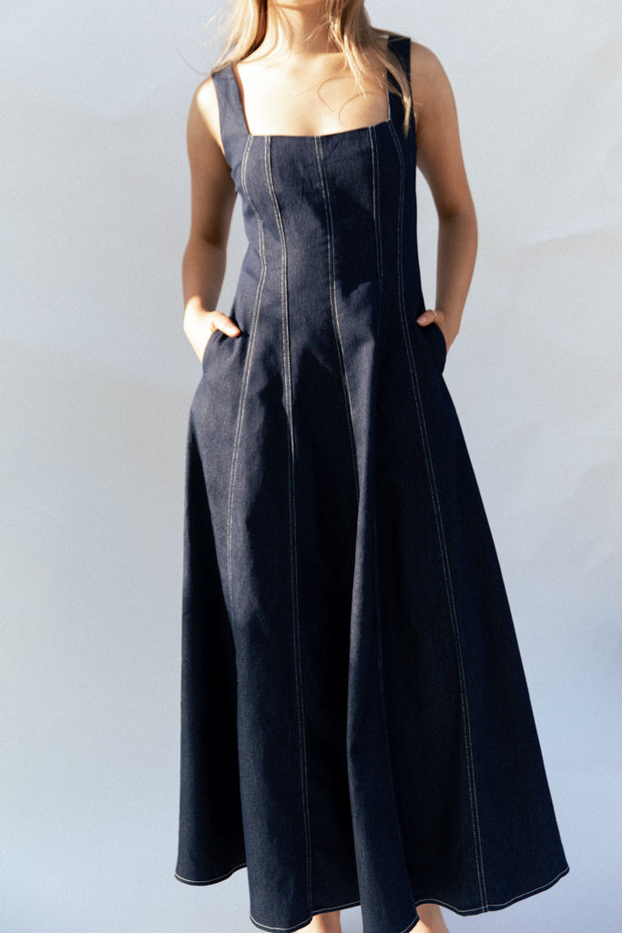 Callum Midi Dress - Dark Denim