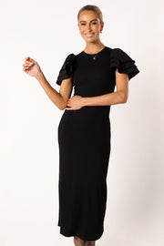 Petal and Pup USA DRESSES Cally Ruffle Sleeve Maxi Dress - Black