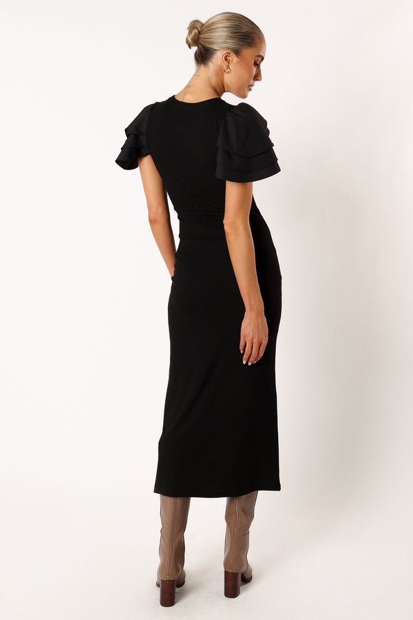 Petal and Pup USA DRESSES Cally Ruffle Sleeve Maxi Dress - Black