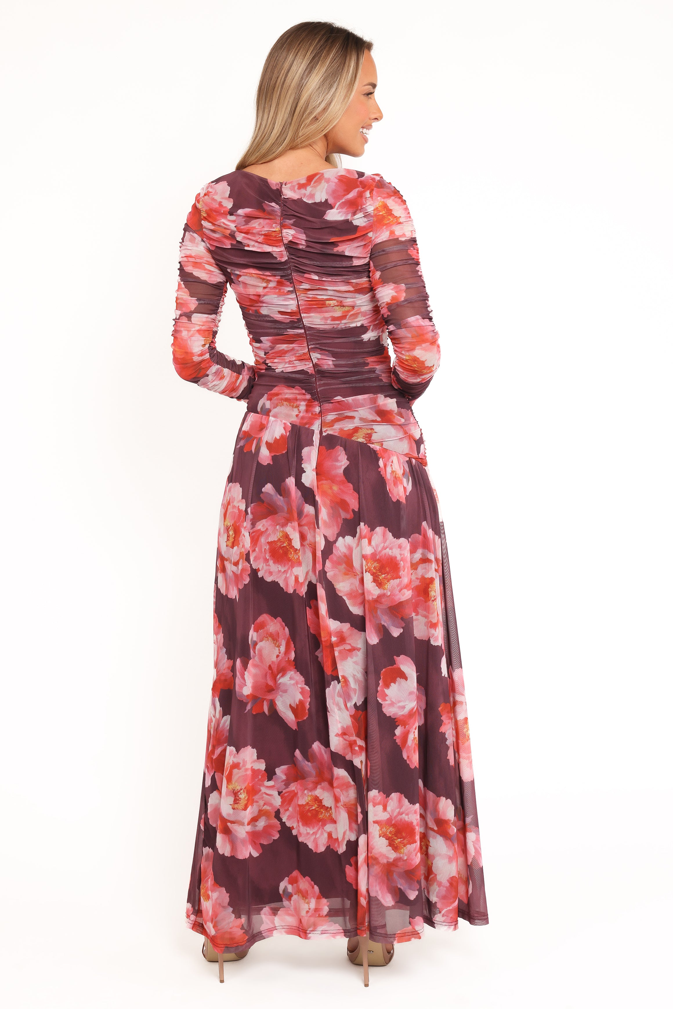 Petal and Pup USA DRESSES Calypso Long Sleeve Maxi Dress - Burgundy Peony