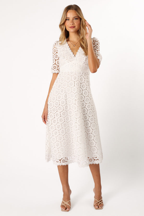 Petal and Pup USA DRESSES Camellia Midi Dress - White