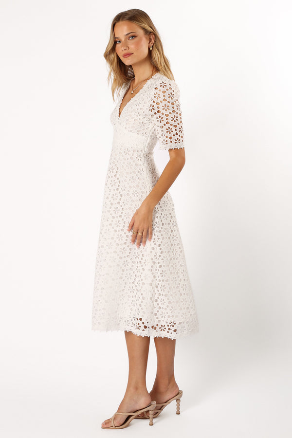 Petal and Pup USA DRESSES Camellia Midi Dress - White