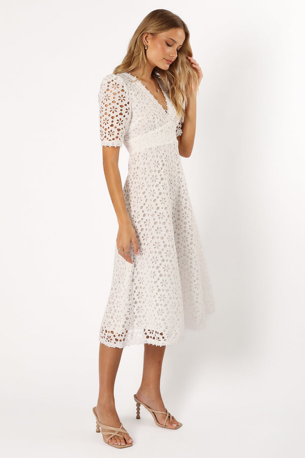 Petal and Pup USA DRESSES Camellia Midi Dress - White