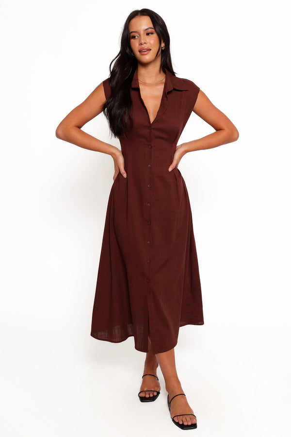 Petal and Pup USA DRESSES Cami Midi Dress - Chocolate Brown (Hold for Rack)