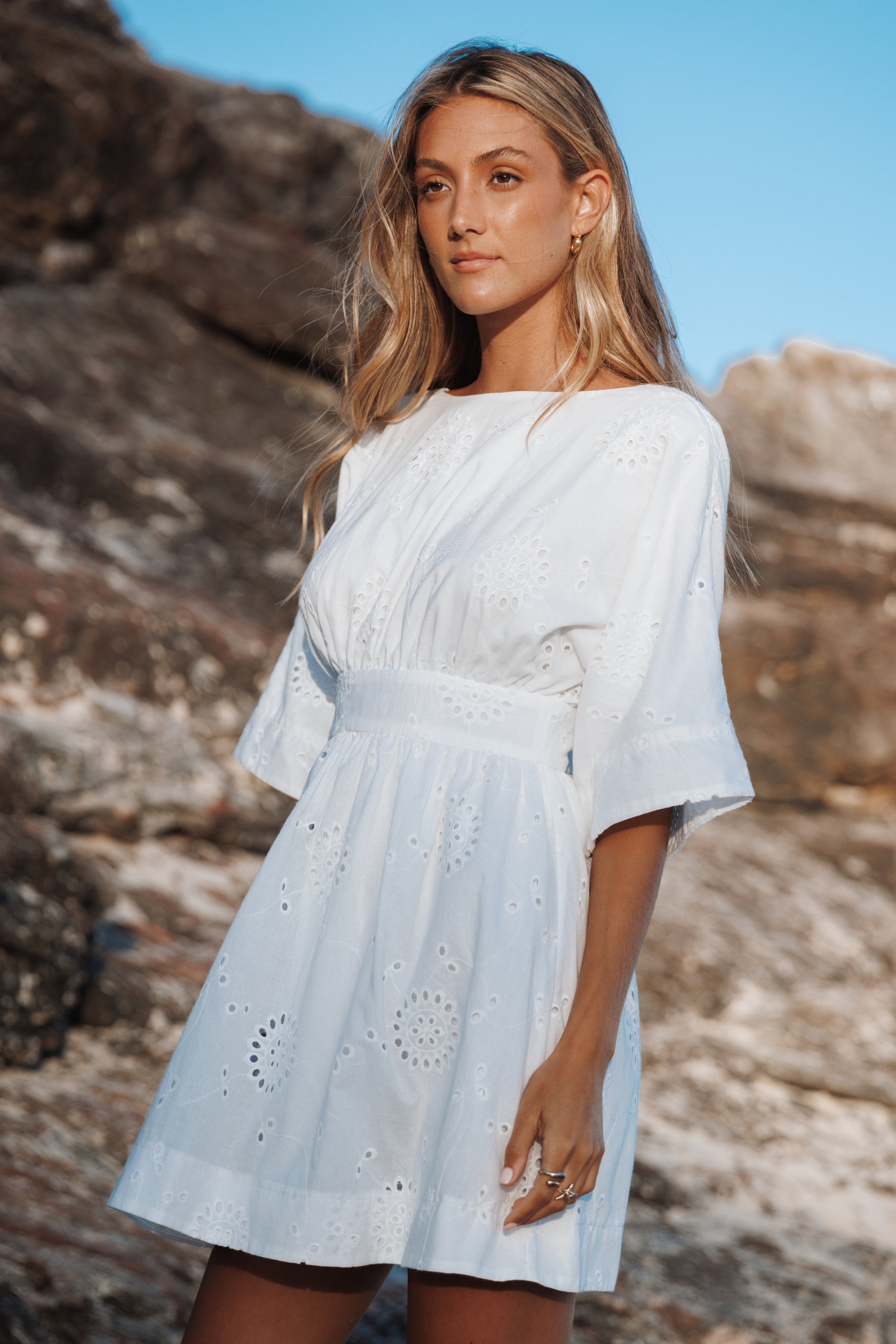 Petal and Pup USA DRESSES Camila Open Back Mini Dress - White