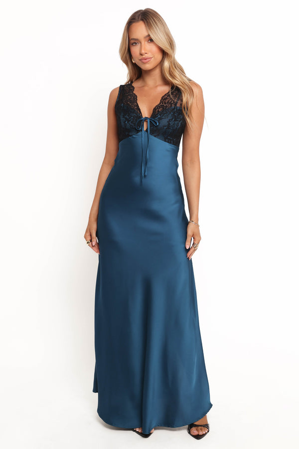 Petal and Pup USA DRESSES Cammy Maxi Slip Dress - Blue/Black