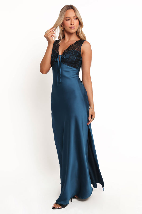 Petal and Pup USA DRESSES Cammy Maxi Slip Dress - Blue/Black