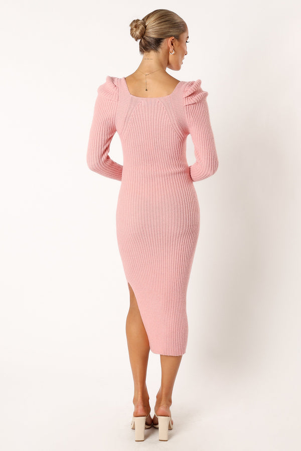 Petal and Pup USA DRESSES Camryn Puff Sleeve Knit Sweater Dress - Blush